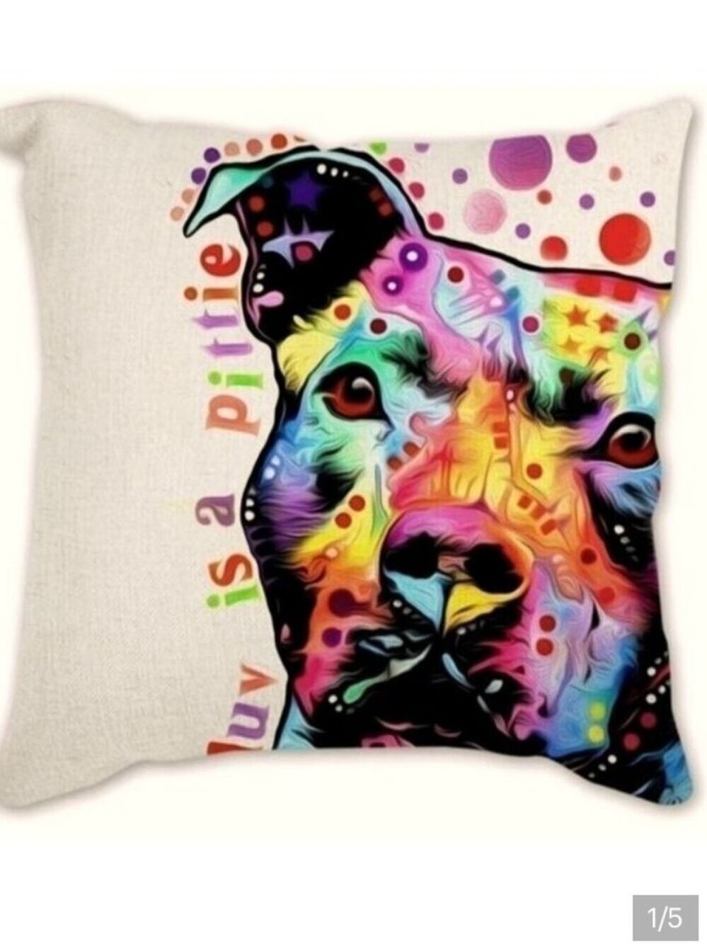 "Love is a Pittie" Pit Bull Dog 18" Decorative Throw Pillow Watercolor Case